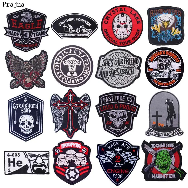 

Prajna Stranger Things Patch Embroidered Iron On Patches For Clothing Applique DIY Stripes Punk Patches On Clothes Badges Jacket