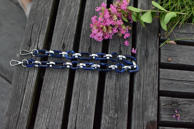 blue silver clasp Модный смешанный дизайн акриловый ремешок для сумки супер шикарные дамские Наплечные ремни для сумок легкие подходящие для девушек сумки через плечо - Цвет: blue silver clasp