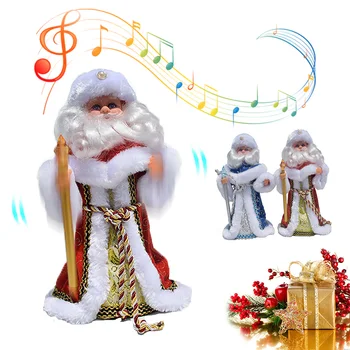 

Cute Standing Santa Claus Doll Christmas Figurines Baubles Holiday Decorations Dolls Gift For Kids Children Toys Sing Dance