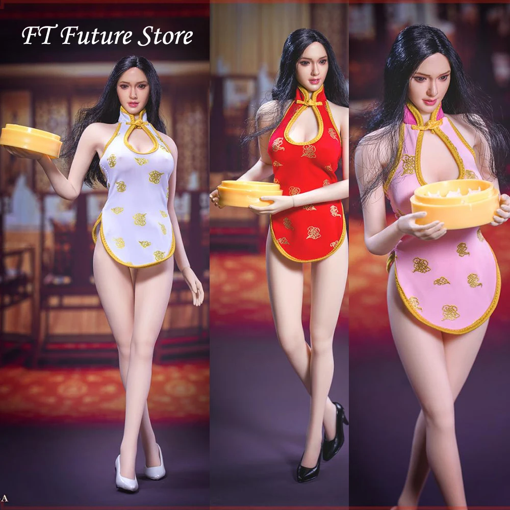 

MM017 1/6 Sexy Female Figure Clothes Accessory Chinese Restaurant Waitress Ultra Short Cheongsam Clothing Model for 12'' Body
