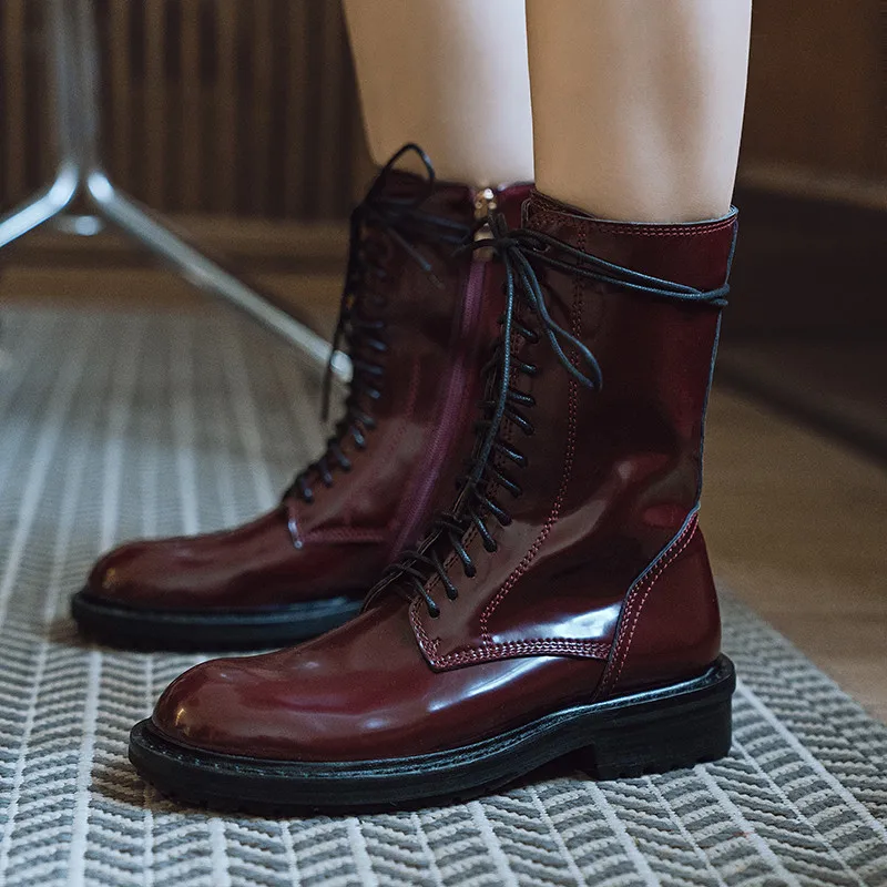 FEDONAS Classic Genuine Leather Female Motorcycle Boots Night Club Shoes Woman High Quality Chunky Heels Women Ankle Boots