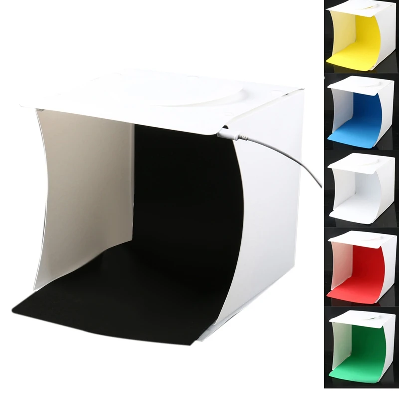 Mini Photo Studio Box, 8.9 X 9 X 9.5 Inch Portable Photography Light Tent Kit, White Folding Lighting Softbox With 40 Led Lights