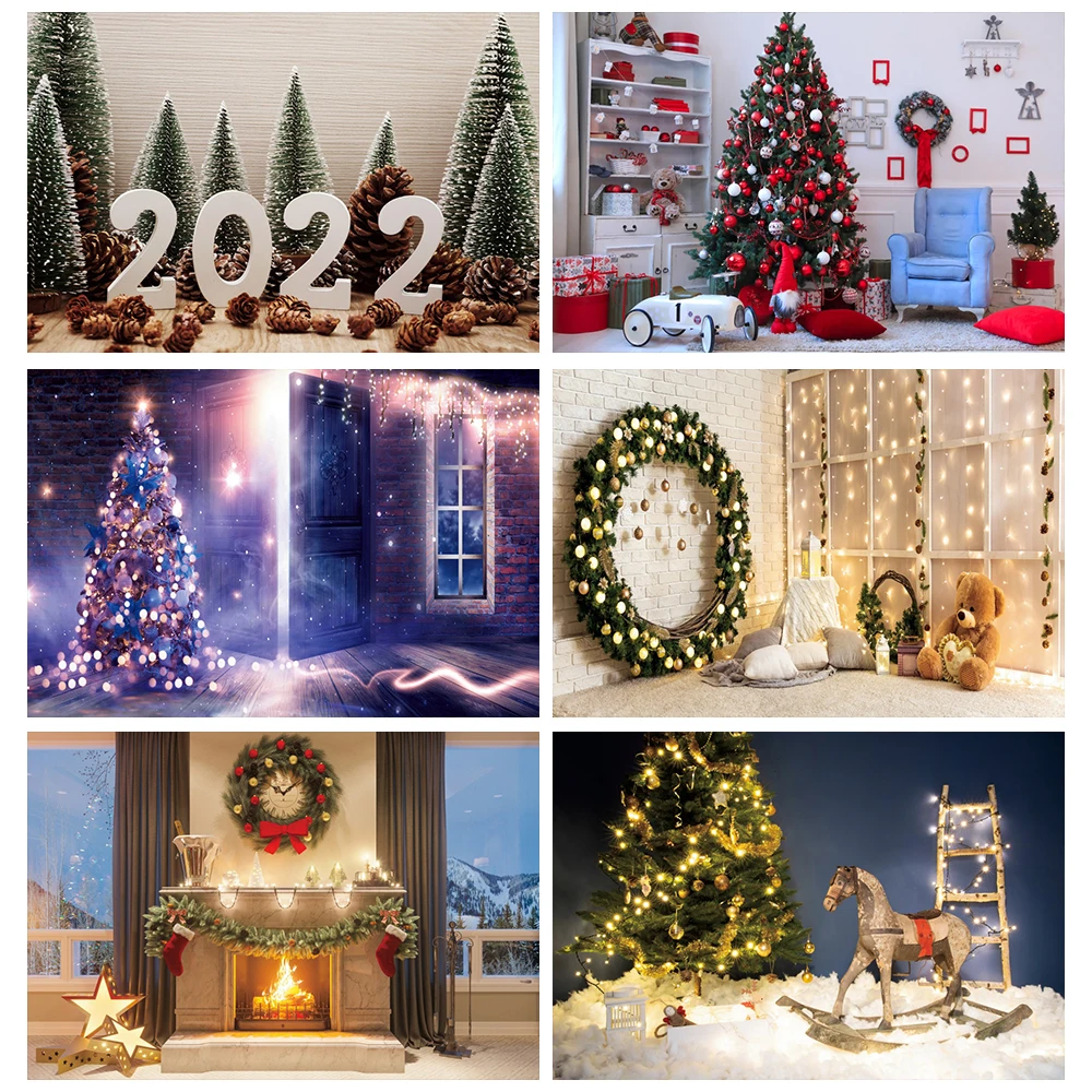 

Christmas Backdrop For Photography Christmas Tree Glitter Interior Scene Family Shoot Party Photo Background For Photo Studio