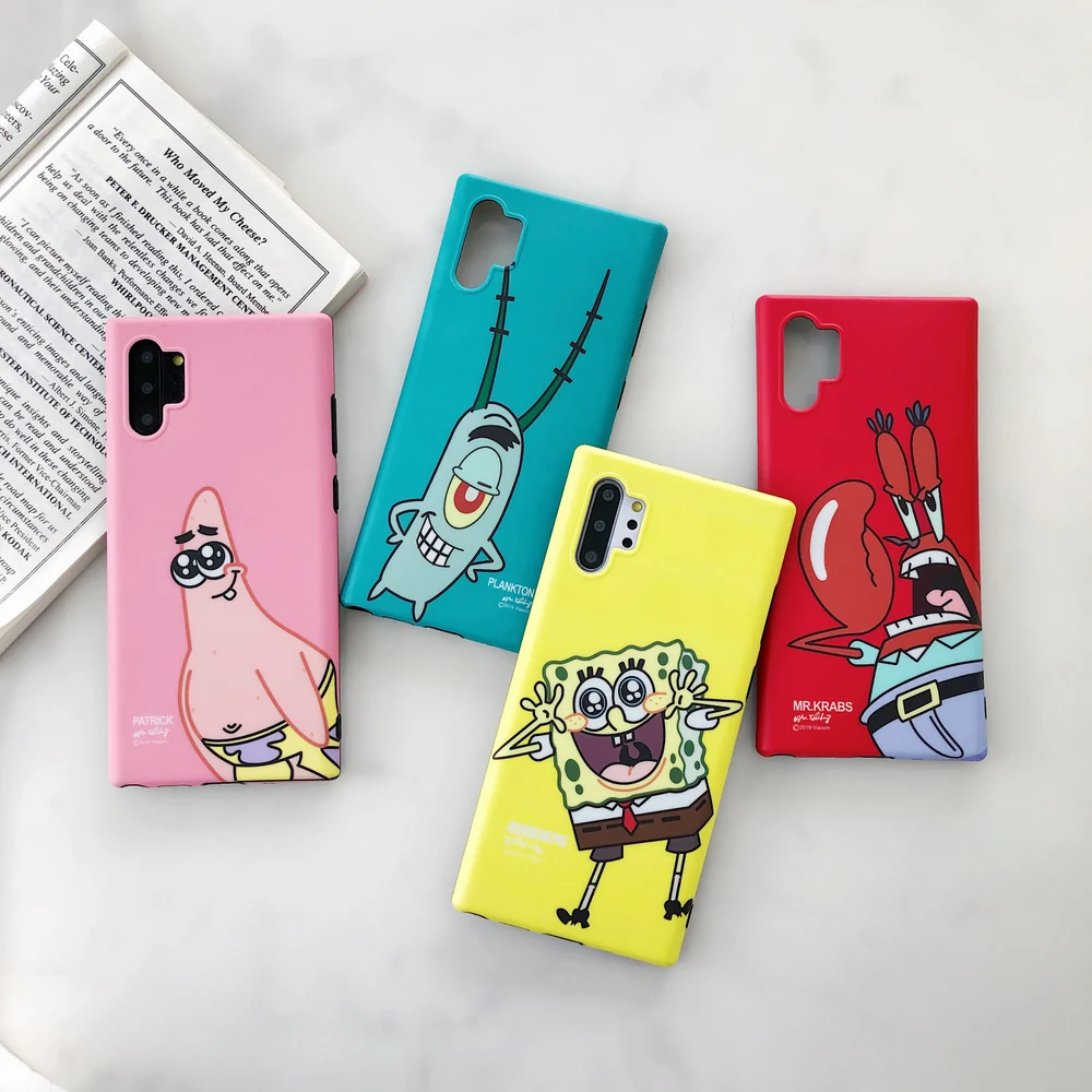 

Cartoon Spongebob Case for Samsung Galaxy Note 10 Plus Note 9 8 Soft Phone Cases for Samsung Galaxy S10 Plus S9 plus S8 Cover