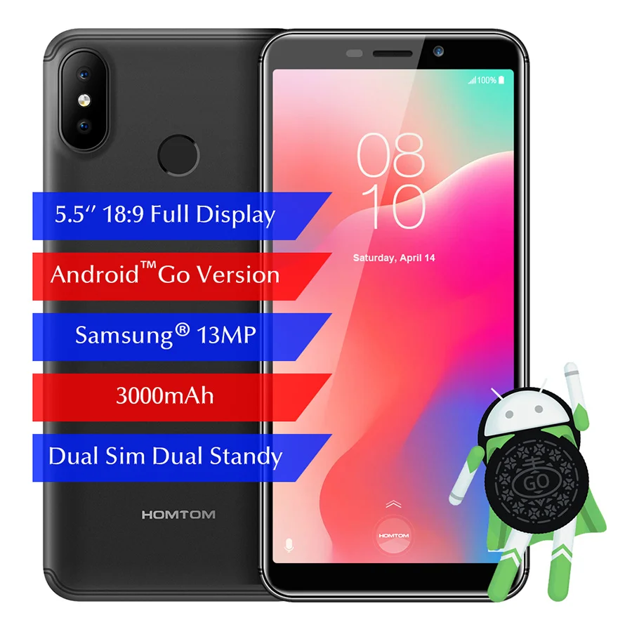 

Original HOMTOM C1 5.5 inch 18:9 Mobile Phones Android go Quad Core Fingerprint 1GB RAM 16GB ROM Dual SIM 3000MAh OTA Smartphone