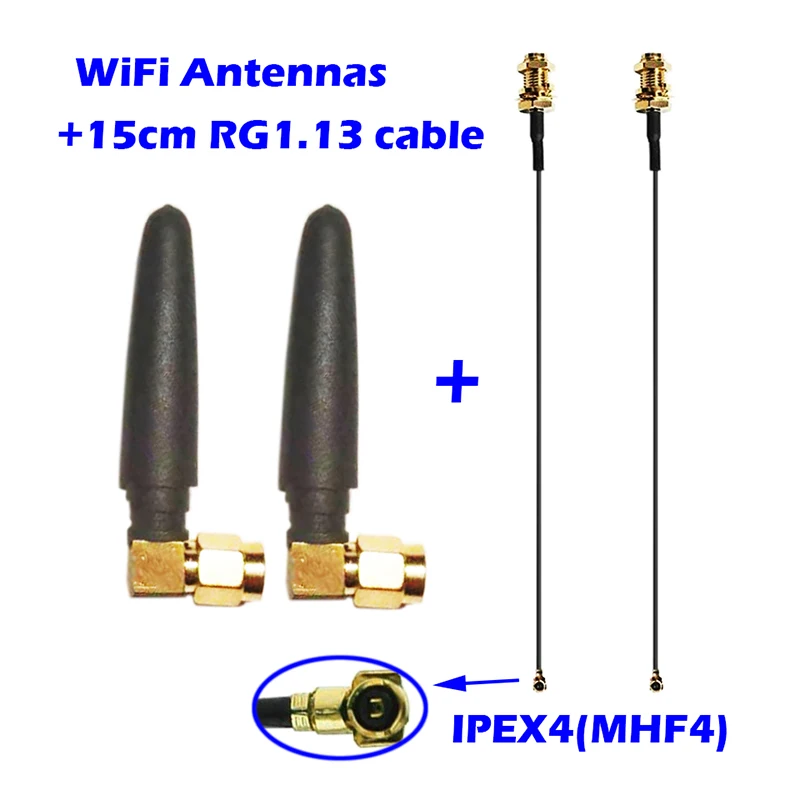 WiFi антенна + 15 см U.FL/IPEX4(MHF4) к RP SMA/SMA RG1.13 кабель в сборе 2 4 ГГц 5 для FPV UAV роутера Bluetooth