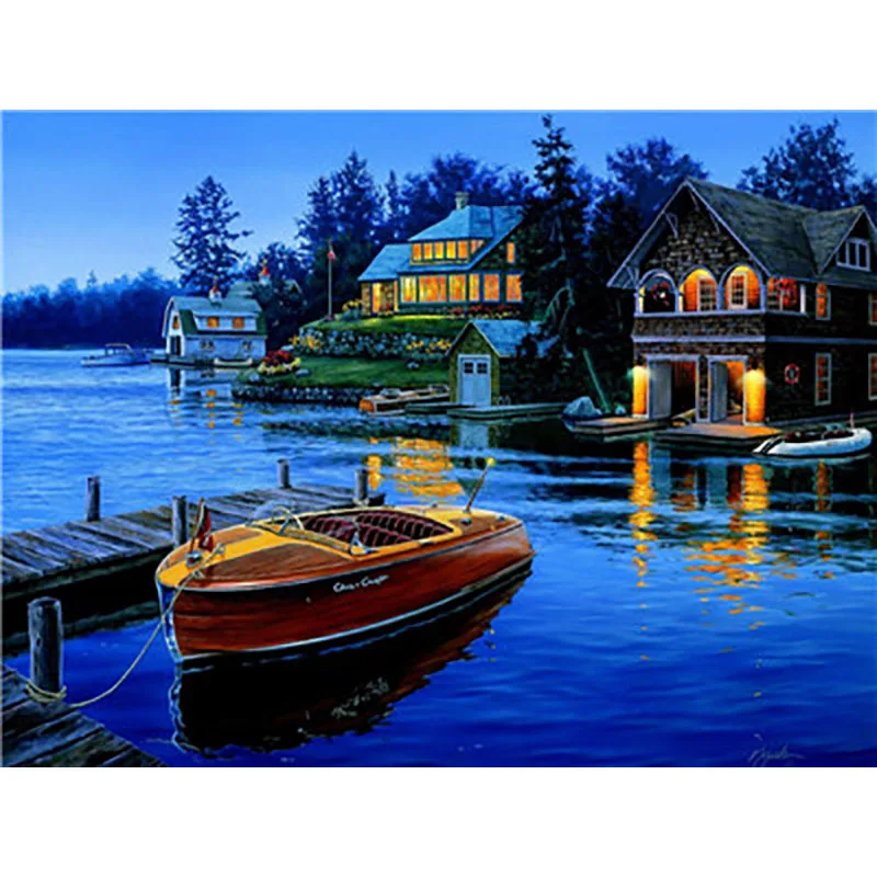 painting by number19 Пейзаж, Живопись по номерам, краски по номерам для взрослых, сделай сам, Раскраска по номерам, масляные, номерные картины, велосипед - Цвет: painting by number19