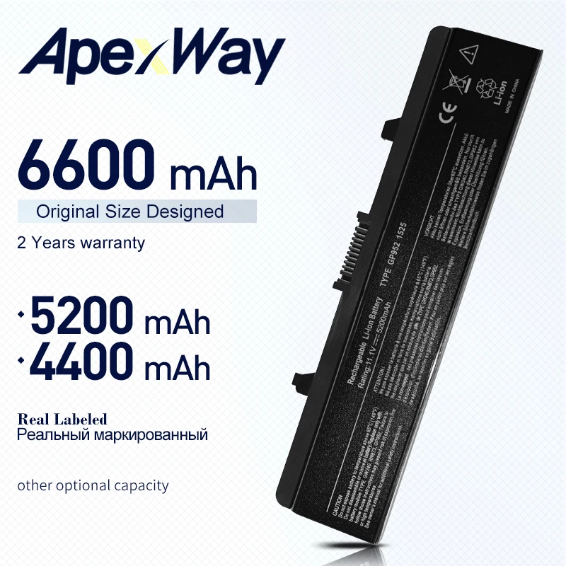Аккумуляторная батарея Apexway GW240 297 M911G RN873 RU586 XR693 для Dell Inspiron 1525 1526 1545 1546 X284g Vostro 500 |
