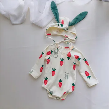 

5105 Baby Rompers Autumn Newborn Baby Clothes Cartoon Girls Boys Long Sleeve Ropa Bebe Jumpsuit with Hat Baby Clothing