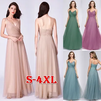 

BacklakeGirls Sweet Tulle Long Evening Dress Woman V Neck Spaghetti Strap Formal Dress Robe Sexy Dlugie Sukienki