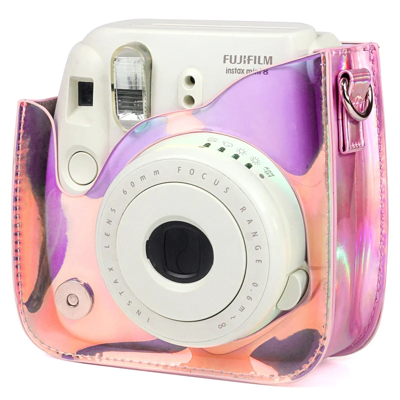 

Fujifilm Instant Mini8/8+/9 Transparent Colorful Shining Laser Camera Case Bag Protector Cover Pouch with Shoulder Strap