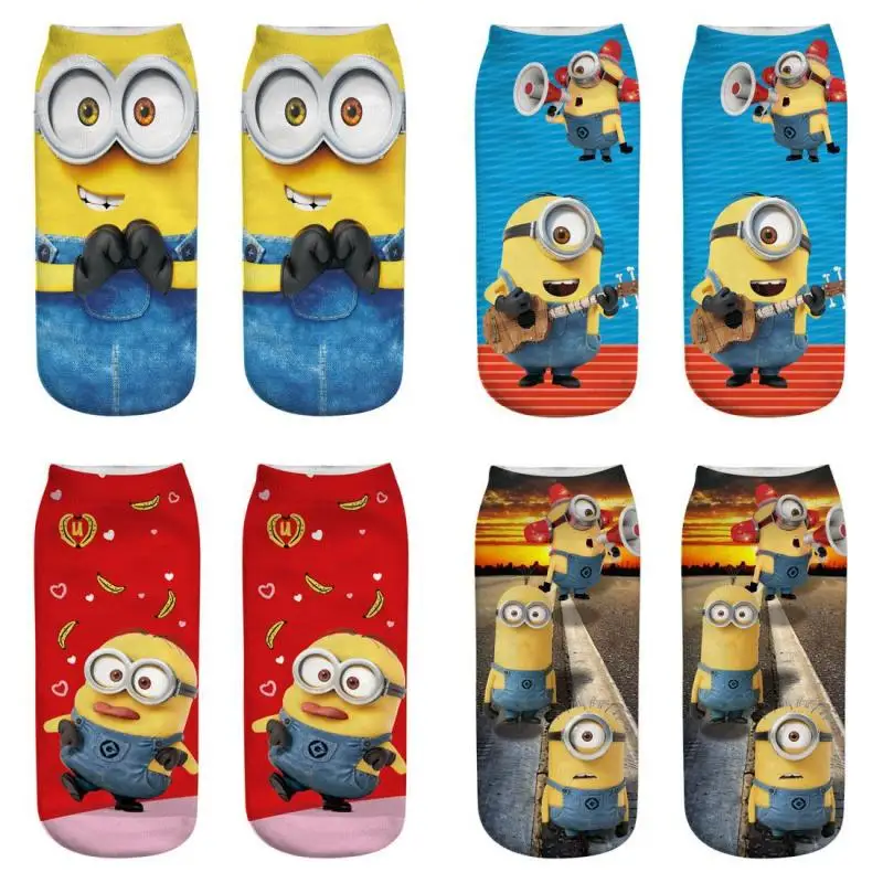

2019 New Women Man Cartoon Minions Funny Socks Colorful Boy Girl Ankle Socks Cute Popsocket Japanese Korean Socks Streetwear