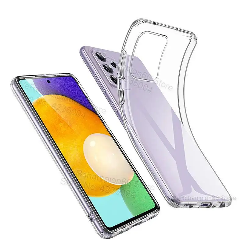 Slim funda de silicona suave para Samsung Galaxy A52 A526B A5260 A72 A725F A42 A32 A12 A02S 2021 A51 A71 claro TPU cubierta transparente