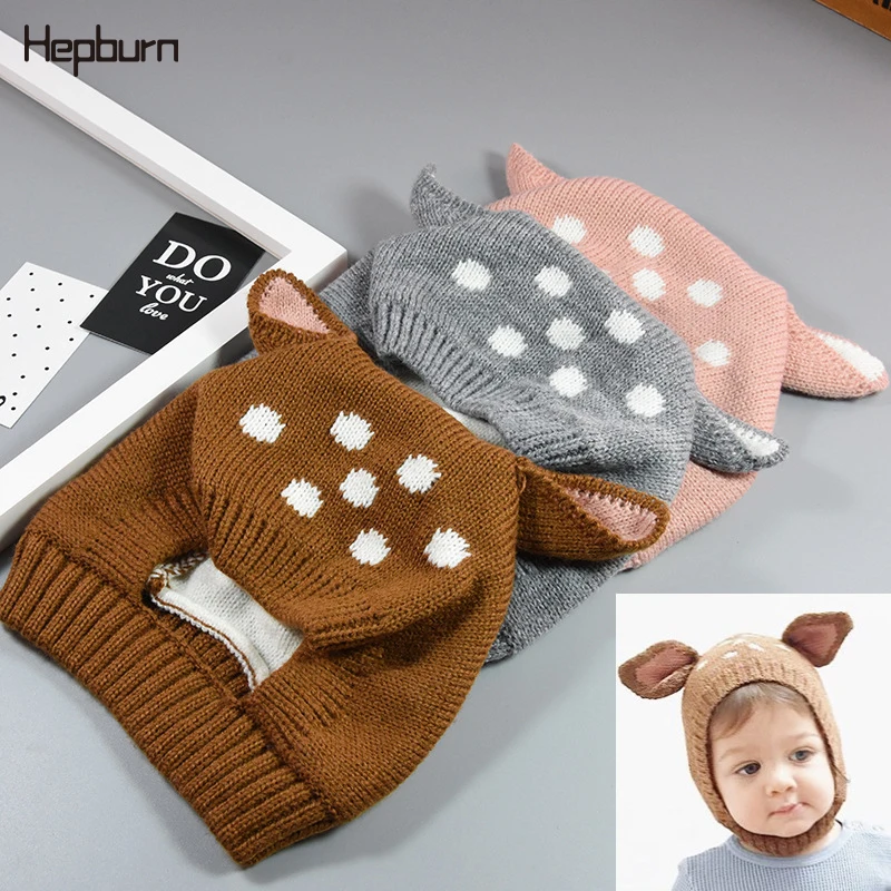 

Hepburn Brand 2019 Dot Print Newborn Cap Children Hats Kids Baby Girl/Boy Hats Winter Soft Warm Windbreak Wool Cotton Beanie