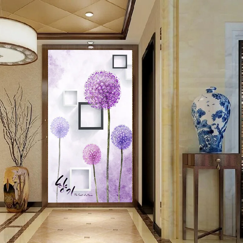 

Large Mural Entrance TV Background Wallpaper Mural Nonwoven Fabric 3D Wallpaper Bedroom Minimalist Modern Verticle