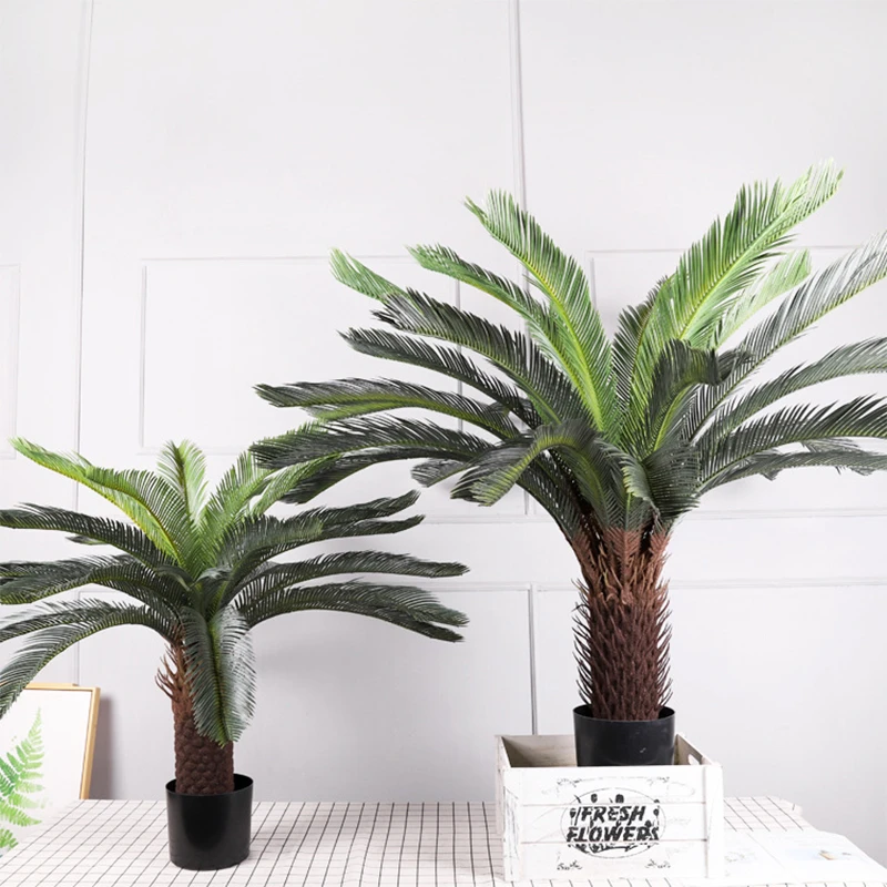 Palmier artificiel Tropical grande branche de Cycas, feuille de palmier en  plastique, plante en pot, salon familial, bureau, décoration d'hôtel |  AliExpress