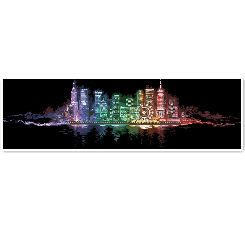 PROD 32911092407 Charming Hong Kong night cross stitch package sets
aida 18ct 14ct 11ct black cloth people kit embroidery DIY handmade
needlework