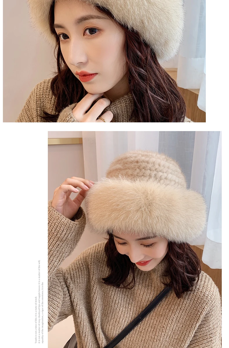 Lantafe шапки, женская шапка, зимние шапки для женщин, сохраняющие тепло, натуральный мех, пушистый мех лисы, меховая шапка и мех норки, милый стиль