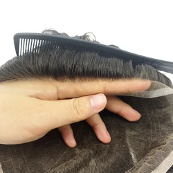 Full Swiss Lace 8x10 Hair System Replacement 100% Human Remy Hair Toupee For Men Wig Units Bleached Knots