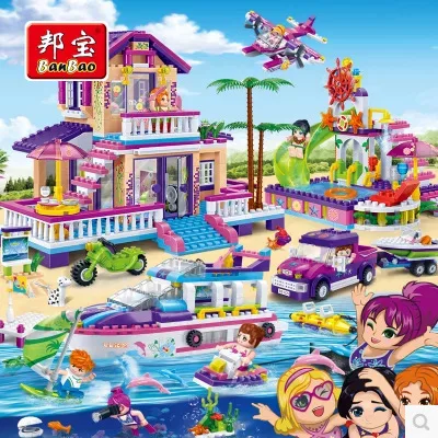 

BanBao GIRL'S Building Blocks 6136 Villa House Princess Castle Assembled Fight Inserted Educational Toy 6-7-10-12-Year-Old