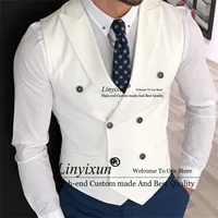 Classic Men's Suits Vest Double Breasted Customized жилетка мужская Male Business White Wedding Groomsmen Waistcoat Steampunk 2
