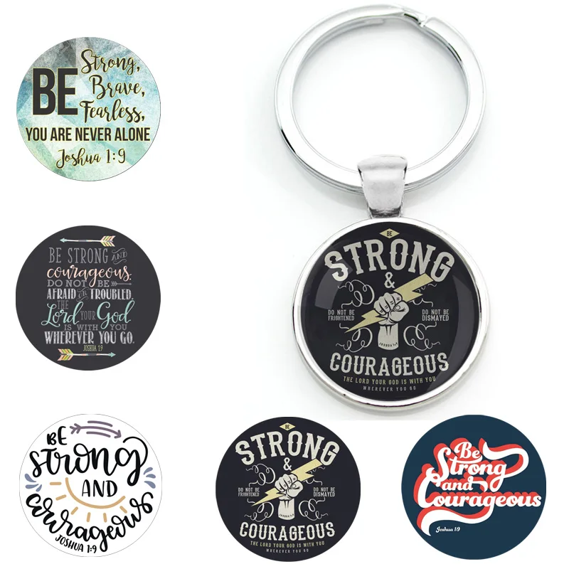 

Joshua 1: 9 SCRIPTURE Key Chain Key Ring Pendant Bible Verse Encouragement Quote Be Strong Christ Faith Courage Hope Keyring