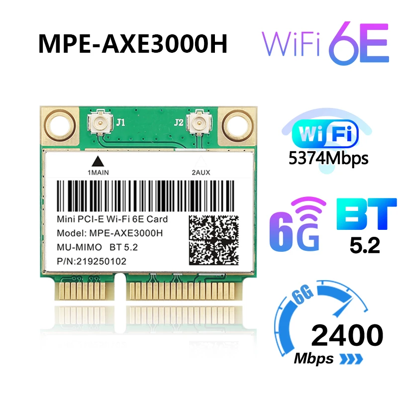 wifi adapter 5374Mbps WiFi 6E For AX210 Mini PCI-E Network WiFi Card MU-MIMO 2.4G/5Ghz/6Ghz 802.11AX Compatible Bluetooth 5.2 For Windows 10 wireless adapter