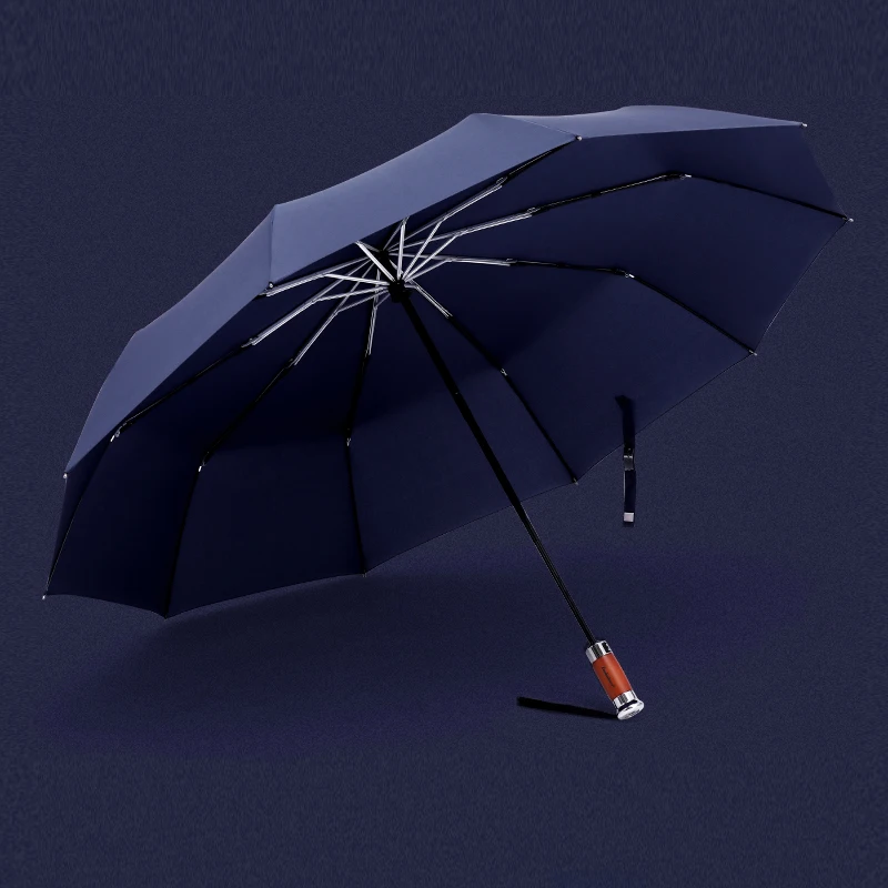 Настоящий бренд, большой автоматический зонт от дождя, 1,2 метров, деловые мужские складные зонты, ветрозащитные 10 K, мужской зонт с деревянной ручкой - Цвет: Blue