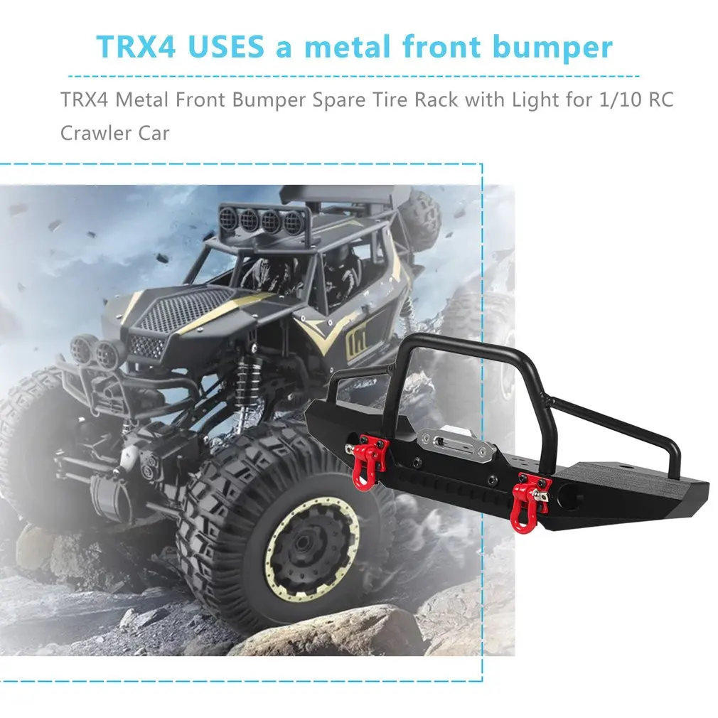 TRX4 металлический задний бампер запасная шина стойка с светильник для 1/10 RC Гусеничный автомобиль Запчасти Аксессуары TRAXXAS TRX4 TRX-4 черный