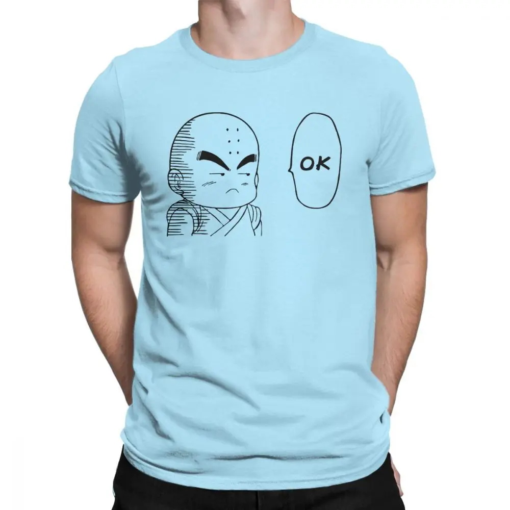 Krilin OK Dragon Ball Футболка мужская 100 Премиум хлопковая Футболка Goku Super Saiyan Vegeta Dbz Ultra Harajuku Camiseta Футболка мужская - Цвет: Небесно-голубой
