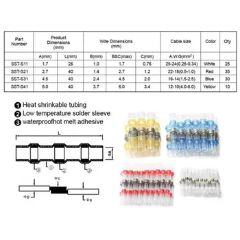 

50Pcs 100Pcs Heat Shrinkable Waterproof Solder Pipe Butt Terminal Connect & Solder Wires And Seal With Ease