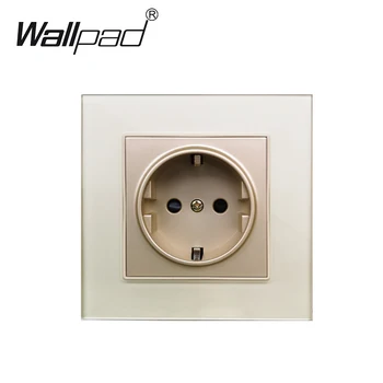 

EU Power Socket Plug Grounded Glass Panel Wallpad 16A EU Standard Electrical Wall Outlet 86mm * 86mm