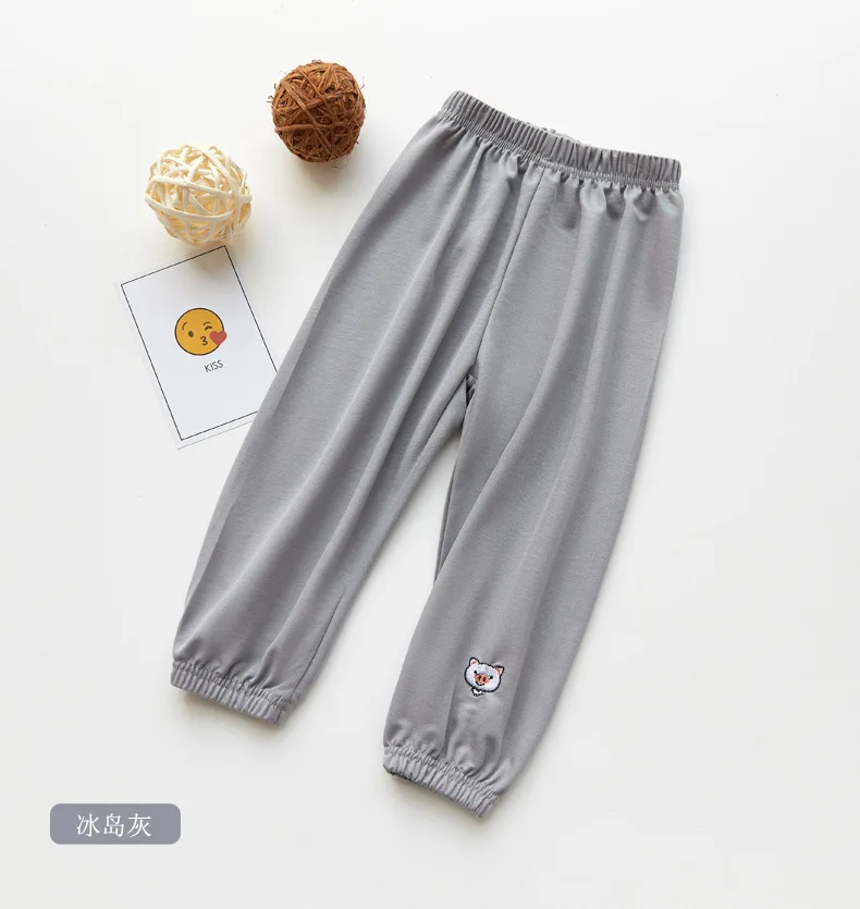 Summer Children Anti Mosquito Pants Korean-style Men And Women Children Cute Embroidered Piggy Air Conditioner Pants CHILD