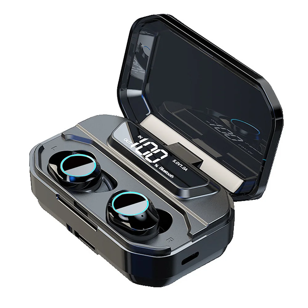 TWS 5,0 Bluetooth наушники, гарнитура для видеоигр с светодиодный дисплеем смарт-зарядная коробка водонепроницаемые мини Беспроводные стереонаушники