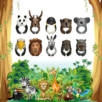 

10Pcs PVC Finger Puppets Educational Toys Panda Animal Finger Puppet Rings Kids Finger Puppet Storytelling Toy Party Props