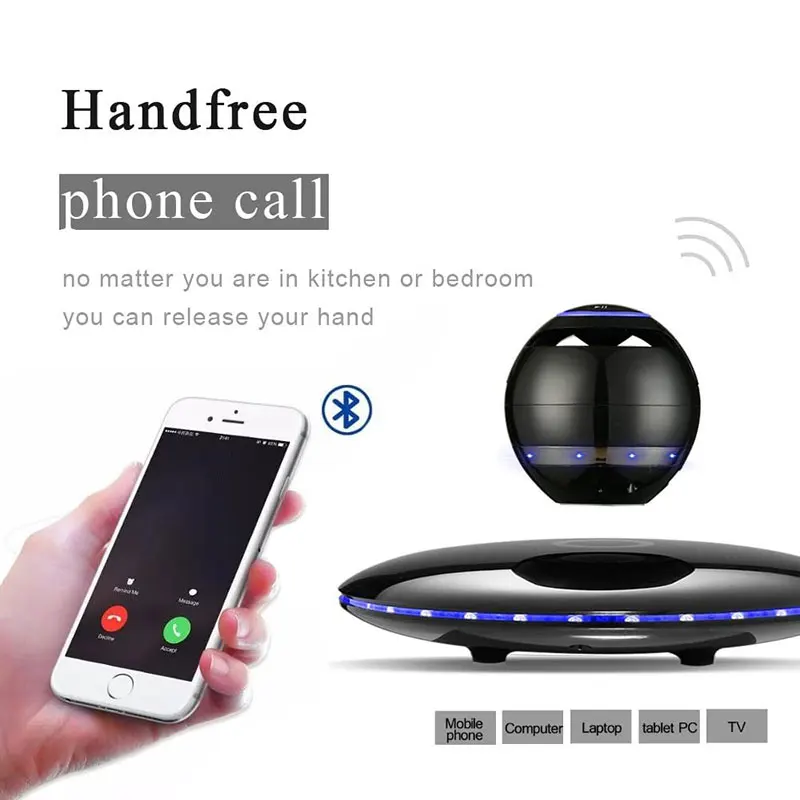 Светодиодный левитирующий Bluetooth динамик плавающий Магнитный разноцветный