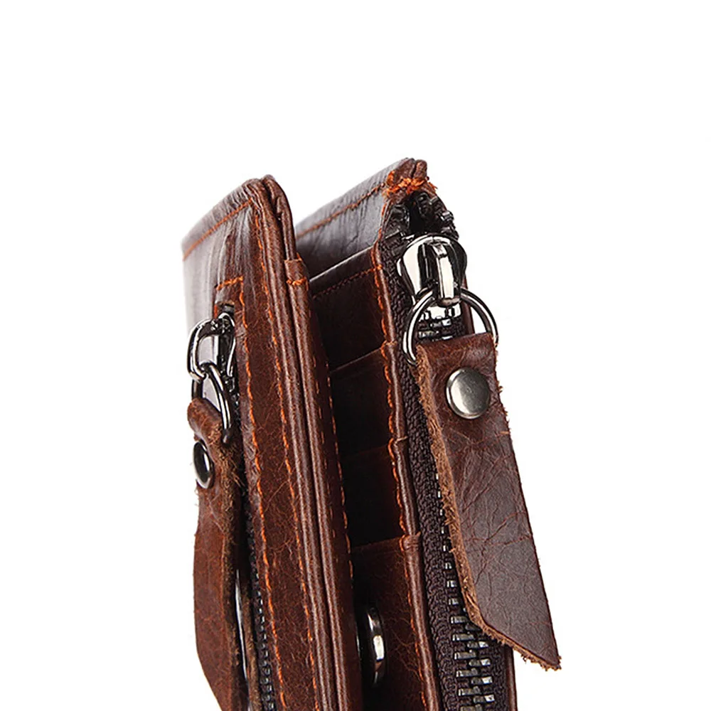 New Short Men Wallets Name Engraving Genuine Cow Leather Card Holder Retro Men Purse Double Zipper Coin Pocket Male Wallet 6