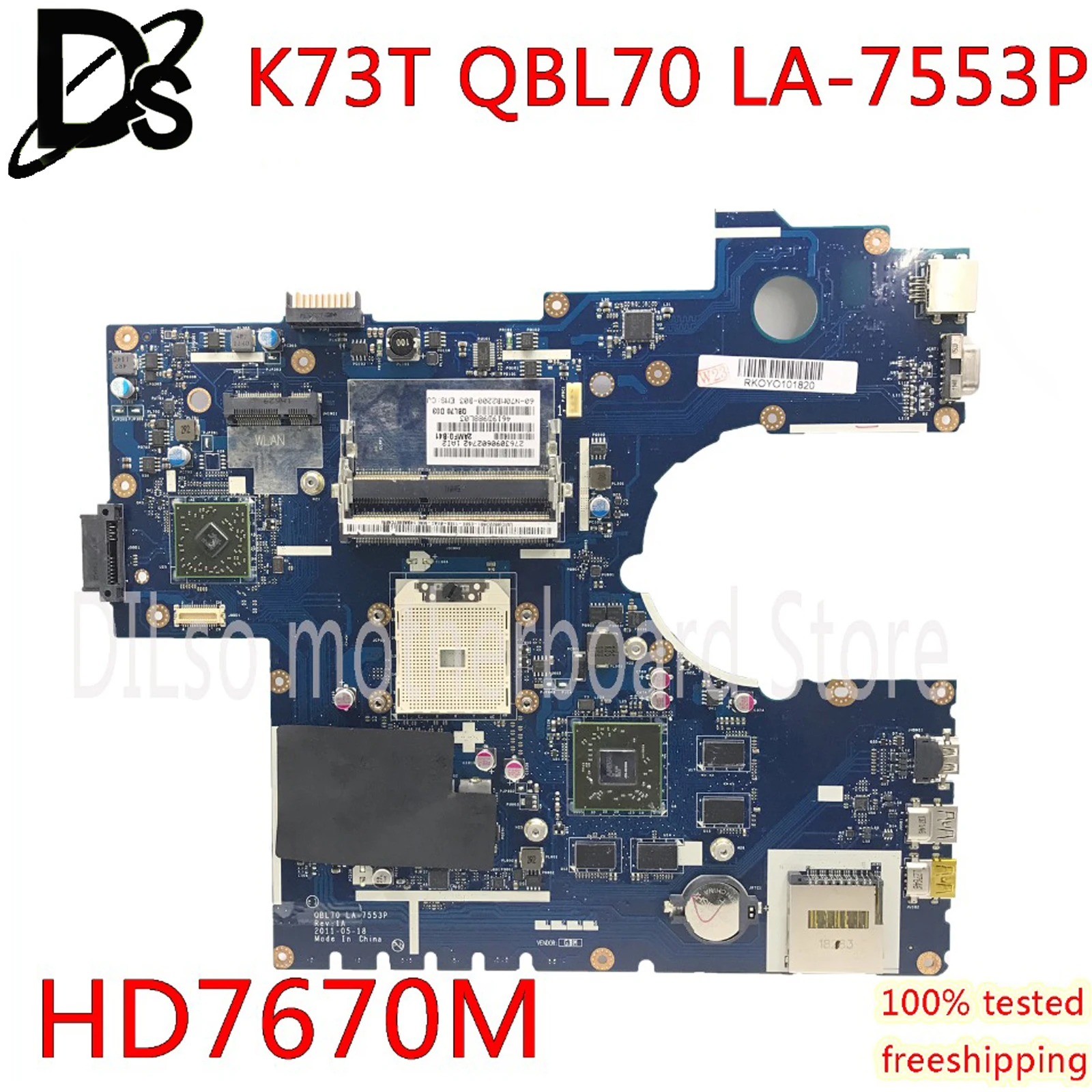 KEFU LA-7553P материнская плата для ASUS K73T K73TK K73TA X73T K73 aptop с HD 7670M Оригинал 100%