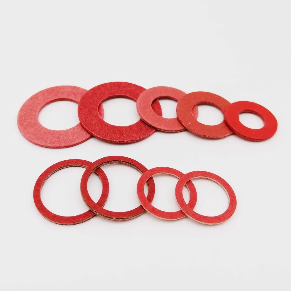 RONDELLE,50pcs M14x27x1.2mm--Papier isolant en acier rouge, rondelle