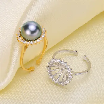 

Pearl fittings factory diy jewelry making Adjustable Blank Ring Base Settings Gold Filling Classic Ring Findings for Women charm