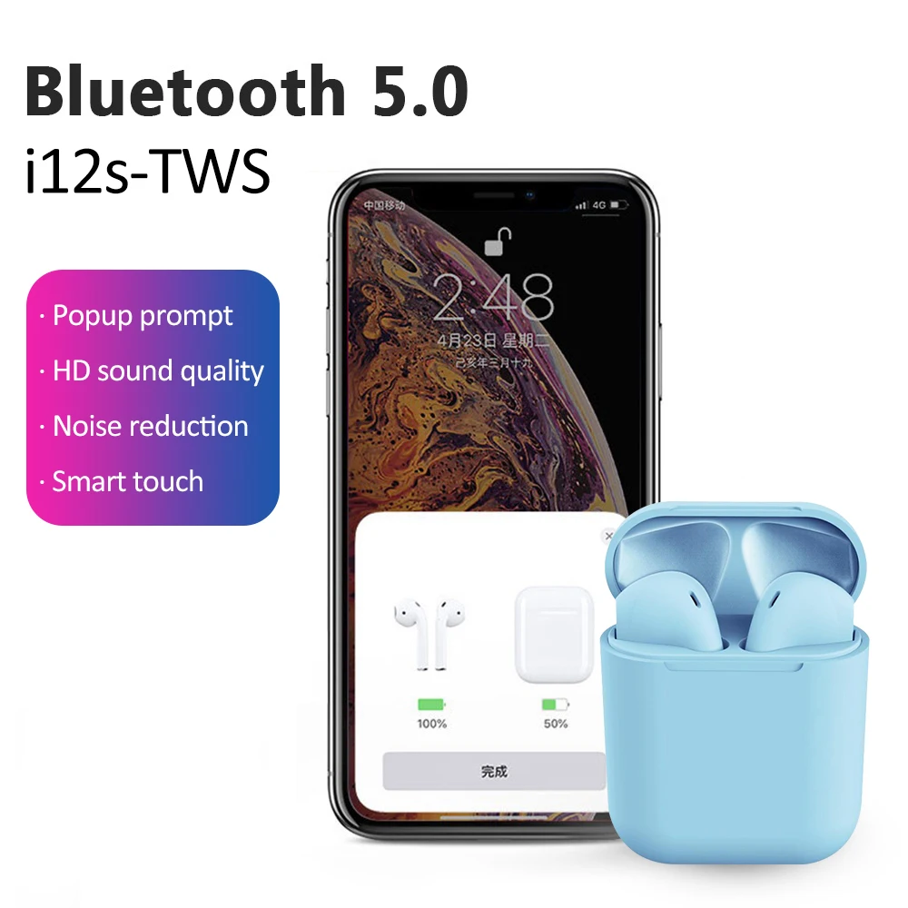 

I12 TWS Wireless Headset Touch Key Bluetooth 5.0 Sport Earphone wireless Earphone Double Calls Stereo Smart Touch Earphones
