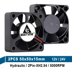 Gdstime – ventilateur industriel 12V/24V, 2 broches, 50x50x15mm, 5015 sans balais, pour boîtier de refroidissement CPU, 50mm, 5cm 