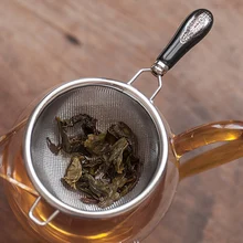 Винтажный китайский чайный настойник из нержавеющей стали, двойной сетчатый фильтр для чая, свободный лист, Чайный фильтр, керамическая ручка, Gongfu, аксессуары для чая