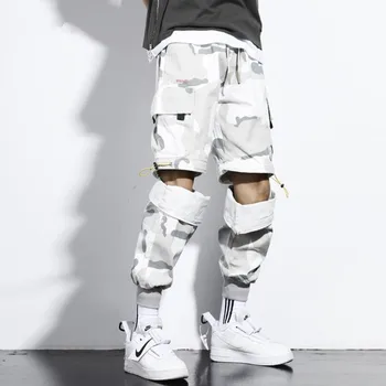 

2020 New Hip Hip Camouflage Cargo Pants Joggers Men Removable Short Streetwear Harajuku Trousers Male Harem pants w764