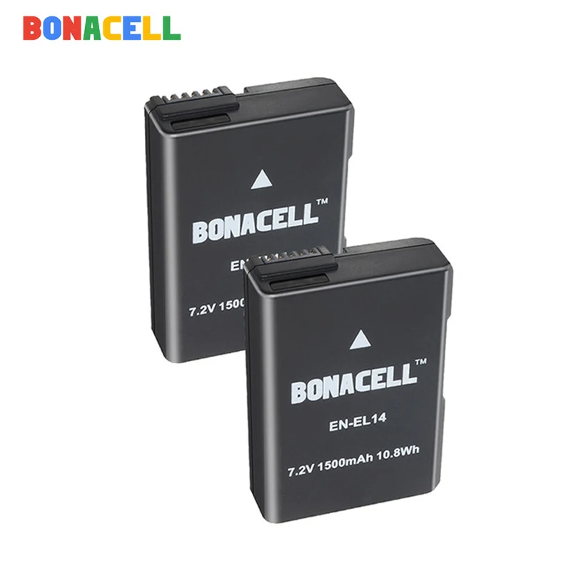 BONACELL 7,4 V 1500 мА/ч, EN-EL14 ENEL14 RU EL14 Камера Батарея+ USB Зарядное устройство для Nikon D5200 D3100 D3200 D5100 P7000 P7100 MH-24 - Цвет: 2 battery