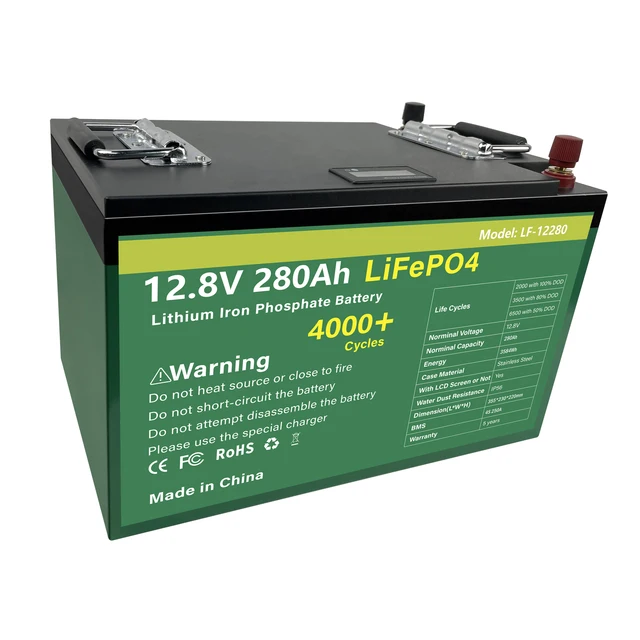 12v 280Ah Lifepo4 Battery Cells Built-in BMS Lithium Power Batteries Waterproof Rechargeable Battery Pack For Car VR EU No Tax Green 12v 280ah