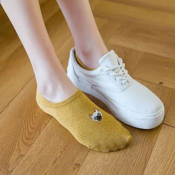 

Women's No-Show Socks Short Summer Slippers Invisible Socks Silicone Non-Slip Cute Fun Cartoon Print with Animal Dog for Girls