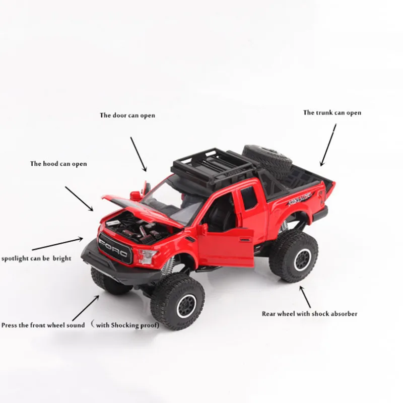 1:32 Высокая Имитация Bigfoot raptor F150 пикап модифицированная версия литья под давлением металлические игрушечные машинки модель для детей музыкальные подарки