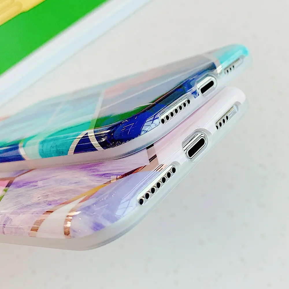 Гальванический геометрический мраморный чехол для телефона для iPhone 11 11Pro Max XR X XS Max 7 8 6 6S Plus Глянцевая мягкая IMD задняя крышка Капа