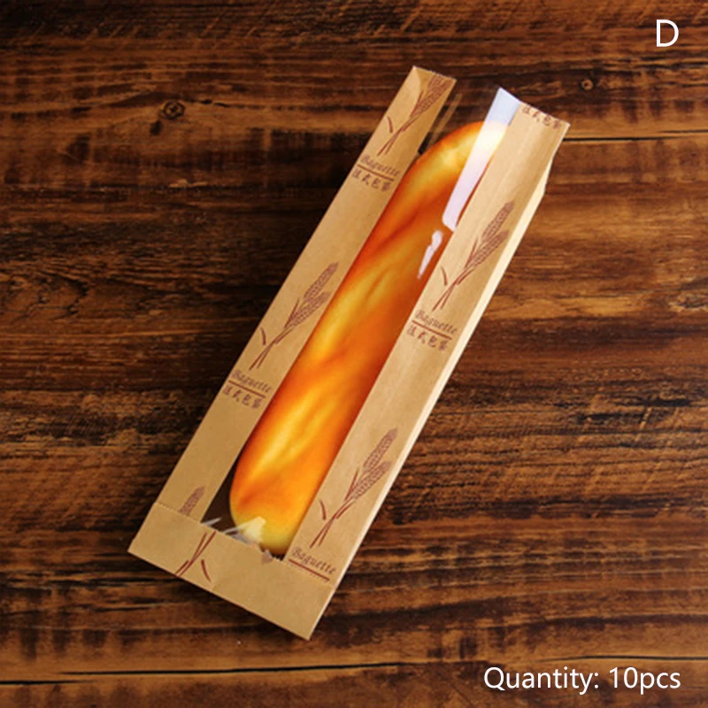 10Pcs French Bread Oil Proof Bags Kraft Paper Long Food Coffee Milk Storage For Wedding Party | Дом и сад